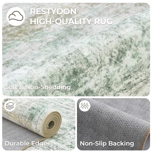 2x8 Runner Rug Non Slip (Green/Yellow/Ivory / 2' x 8' (Runner))