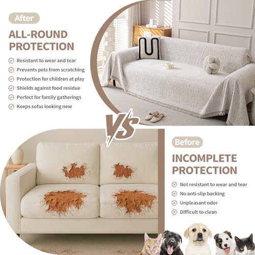 Couch Cover for Sofa (Speckled Beige / 71*134 inch)