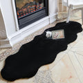 Fluffy Faux Rabbit Fur Rug Runner 2'x6' (Black / 2' x 6')