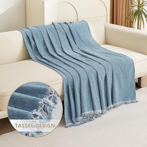 Couch Cover Sofa Covers (91" x 118" / Tassels Edge-blue)