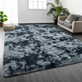 Large Shag Area Rugs 8 x 10 (Tie-dyed Blue Grey / 8' x 10' (Rectangular))