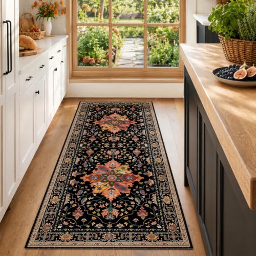 Washable Area Rug (Black/Colorful / 2' x 6' (Rectangular))