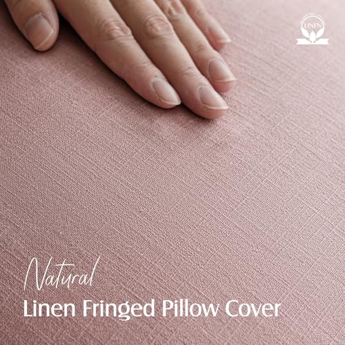 Decorative Linen Fringe Throw Pillow Covers 26×26 Inch (26" x 26" (Pack of 2) / Blush)