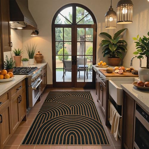 Modern Rainbow Easy Jute Front Porch Rug (3' x 5' (Rectangular) / Black/Multi-rainbow-1)