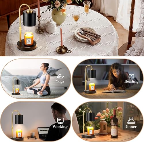 Dimmable Candle Warmer Lamp with Timer (Black Gold)