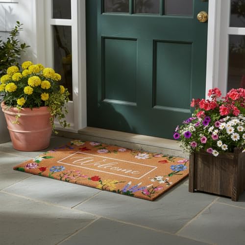 Butterfly Garden Welcome Doormat (Butterfly Garden Welcome / 1'5" x 2'5" (Rectangular))