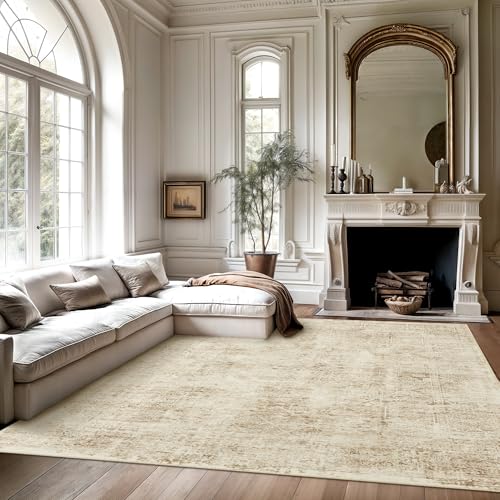 Washable Area Rug 8x10 Large Soft Living Room Rugs Light Brown (Light Brown / 8' x 10' (Rectangular))