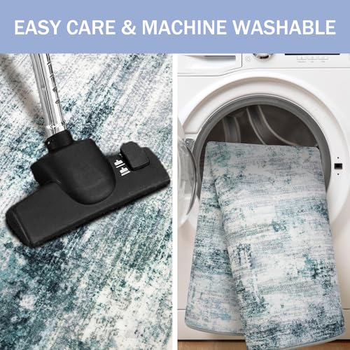 Abstract Runner Rug 2x6 Ft Washable Runners for Hallways (Sage/Grey/White / 2' x 6' (Rectangular))