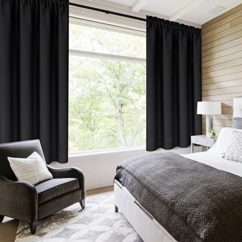 Short Blackout Curtains 42 x 36 Inch Long for Kitchen RV Bunk Black (Black / 42"W x 36"L (Pack of 2))