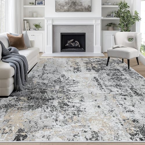 8x10 Area Rugs for Living Room Washable Bedroom Dining Room Black Grey Gold (Black Grey/Gold / 8' x 10' (Rectangular))