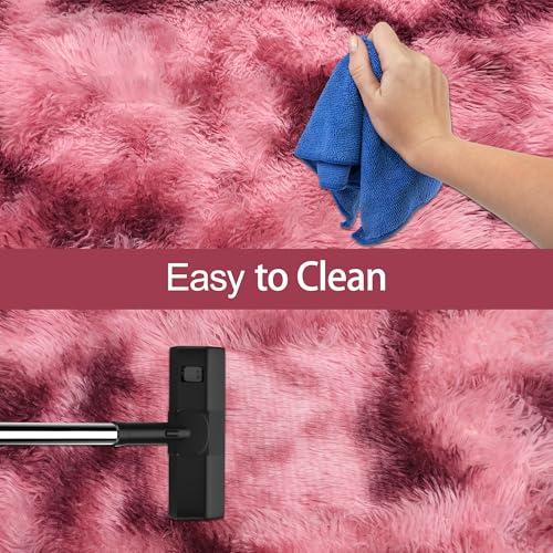 Tie Dyed Red 2x8 Machine Washable Runner Rugs for Hallway Soft Fluffy Shaggy Bedside Rugs for Bedroom Living Room Indoor Floor Carpet for Kids Girls and Boys Nursery Rooms Home Decor Aesthetic (Tie-dyed Red / 2' x 8' (Runner))