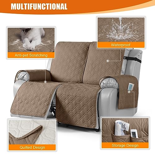 Waterproof Recliner Loveseat Covers Washable (Light Brown / 2 Seater)