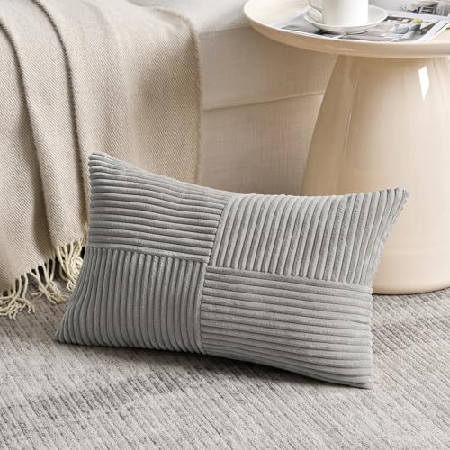 2 Packs Grey Lumbar Decorative Throw Pillow Covers 20x28 Inch for Living Room Couch Bed Sofa (Gray / 28" x 20" (Pack of 2))