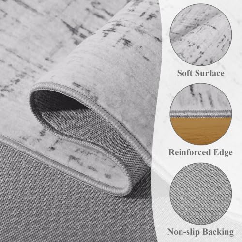 6x9 Area Rug Washable Modern Abstract Rug for Bedroom Non Slip Grey (Grey / 6' x 9' (Rectangular))