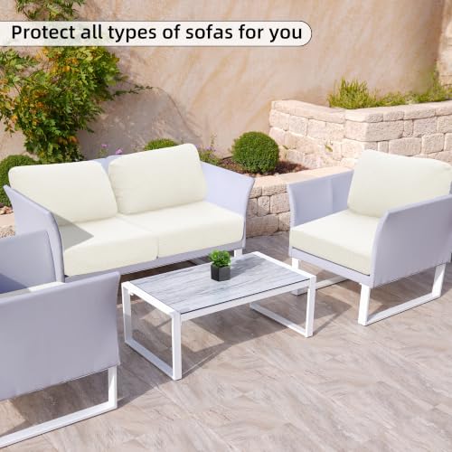 8PCS Patio Cushion Covers.Patio Furniture Couch SeatSlipcovers (White / 8PCS)