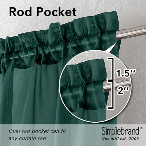 Hunter Green Sheer Curtains 63 Inch Length 2 Panels (Hunter Green / 42"W x 63"L (Pack of 2))