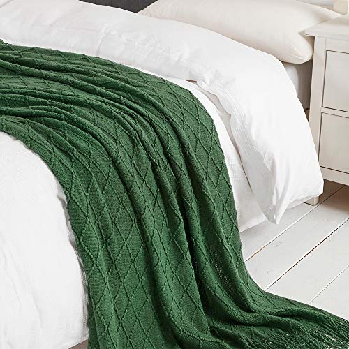 Green Throw Blanket 60x80 Inch Boho Knitted Soft Throw Sofa Blanket (Green / 60"x80")