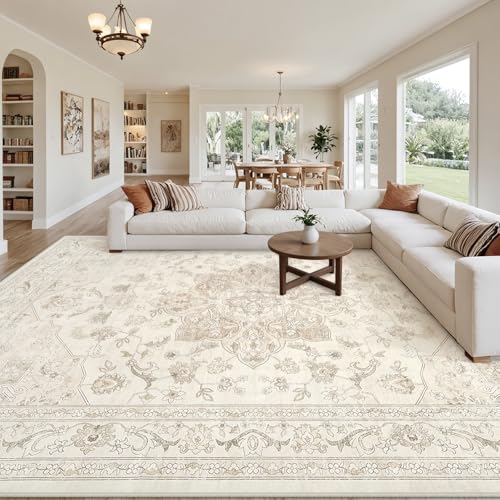 8x10 Area Rugs Living Room (Beige White / 8' x 10' (Rectangular))