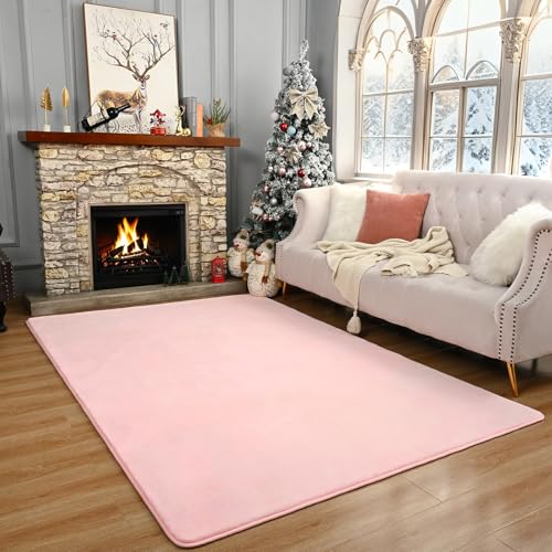 Modern Area Rugs for Bedroom Living Room (4' x 6' (Rectangular) / Pink)