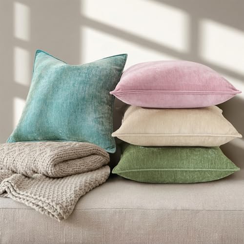 Chenille Poseidon Velvet Throw Pillow Covers 24x24 Set of 2 (Poseidon / 24" x 24" (Pack of 2))