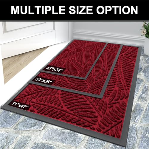 Waterproof Front Doormat (Burgundy / 59" X 34")