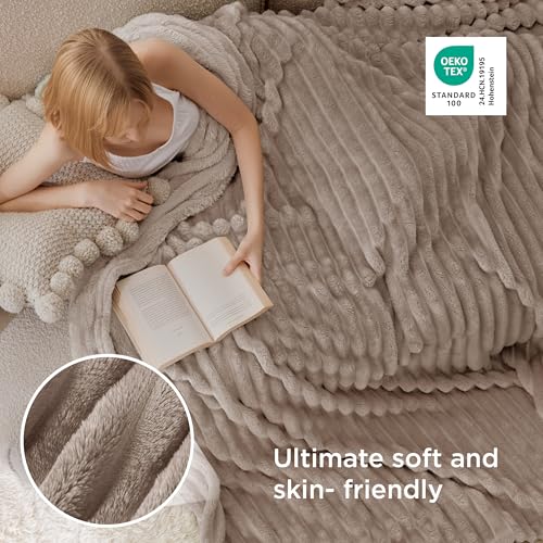 Soft Queen Size Blanket for Bed Light Brown 90"x90" (Light Brown / Queen)
