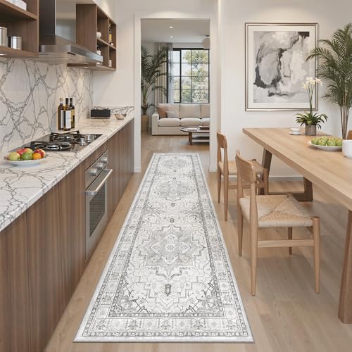 Hallway Runner Rug 2x8 Washable Kitchen Rugs Non (Grey / 2' x 8' (Runner))