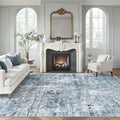 Abstract 7x10 Area Rug for Living Room Washable Rugs Blue (Blue/Grey / 7' x 10' (Rectangular))