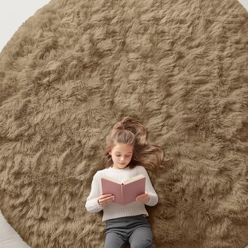 Taupe Round Rugs for Bedroom (9 Ft Round / Taupe)