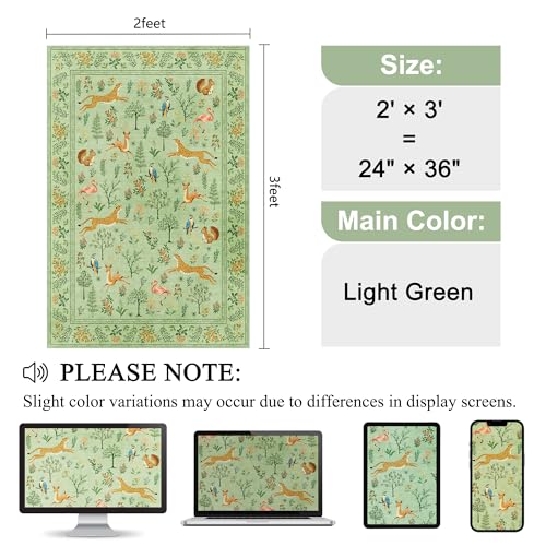 2x3 Entryway Rug (Light Green(animal) / 2' x 3' (Rectangular))