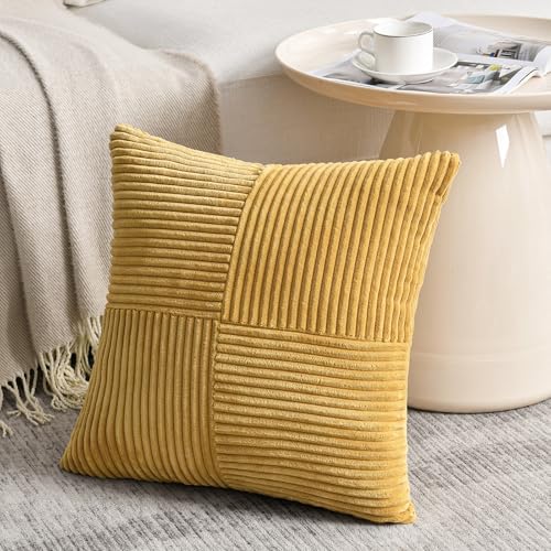 2 Packs Mustard Yellow Euro Decorative Throw Pillow Covers 28x28 Inch for Couch Bed (Mustard Yellow / 28" x 28" (Pack of 2))