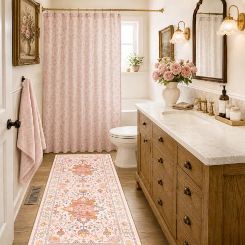 Washable Area Rug (Pink/Light Pink/Colorful / 2' x 6' (Rectangular))