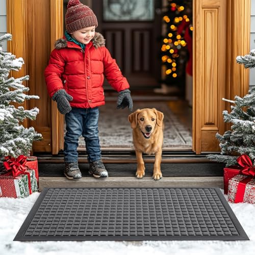 Front Door Mat Outside Entrance (Grey / 35" X 23")