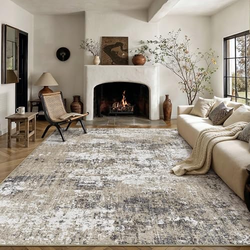 Brown Area Rug 6x9 Modern Abstract (Abstract Brown / 6' x 9' (Rectangular))