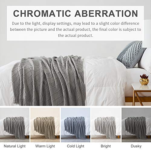 Light Grey Throw Blanket 50x60 Inch Knitted Soft Throw Sofa Blanket (Light Grey / 50"x60")