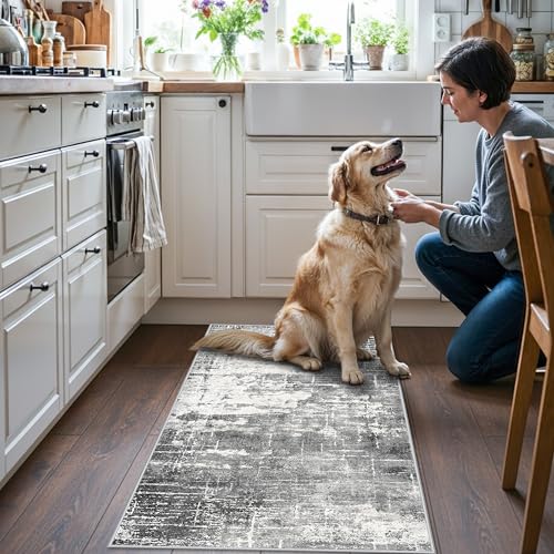 Abstract 2x4 Entryway Area Rugs (2x4 / Black/Grey)
