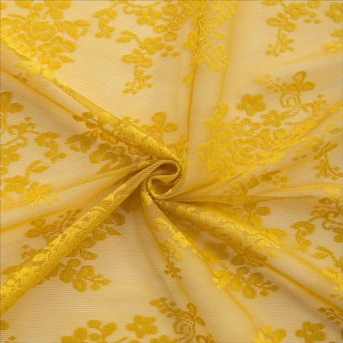 Vintage Lace Curtains 84 Inches Long (Mustard Yellow / 52"W x 84"L (Pack of 2))