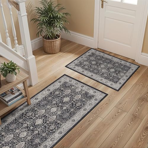 Kitchen Sink Rugs Set 0f 2 (2x3+2x4 / Black/Navy)