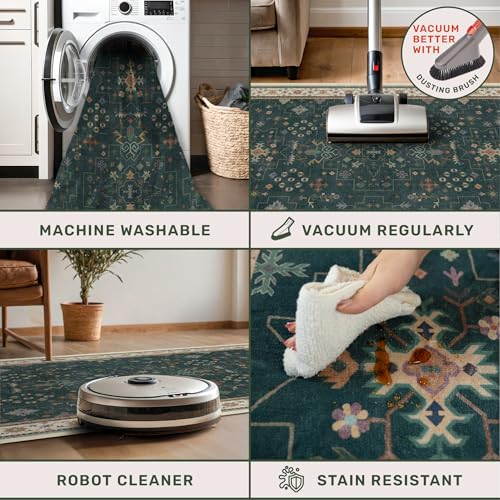 Dark Green Oushak Living Room Rug 10x14 (10' x 14' (Rectangular) / Dark Green)