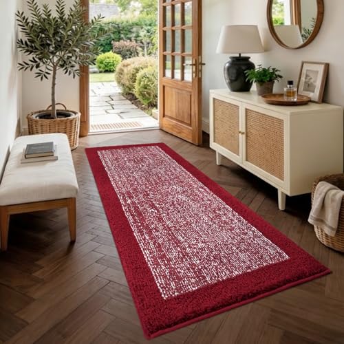 60x24 Long Bathroom Rugs Non Slip Washable (Red / 2' x 5' (Rectangular))