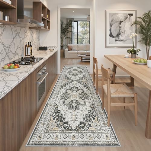 Kitchen Runner 2'6''x8' Soft Rug Runners for Hallways (Black / 2'6" x 8' (Runner))