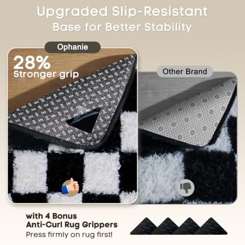 Checkered Black & White Rug for Living Room Bedroom (Checkered Black & White / 4' x 6' (Rectangular))