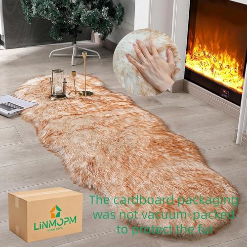 Faux Fur Sheepskin Rug (2' x 6' (Runner) / White and Yellow)