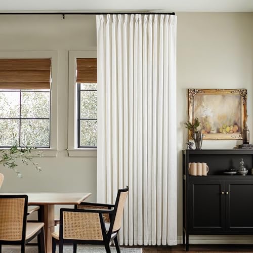 102 Inch Curtains Pinch Pleat Linen Curtains Natural 2 Panels (Natural / 40"W x 102"L (Pack of 2))