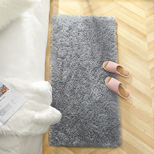 Soft Area Rugs for Bedroom Living Room Plush Fluffy Rug 2x4 (Grey / 2' x 4' (Runner))