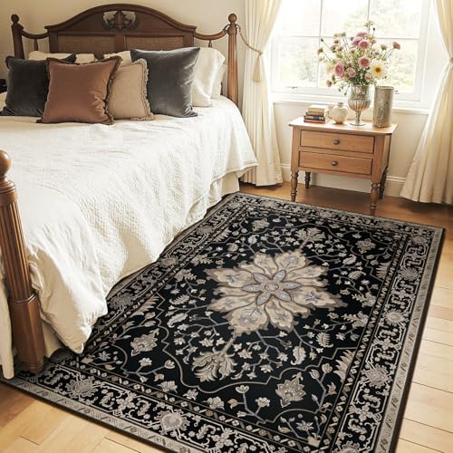 Washable Area Rug (Black/Neutral / 4' x 6' (Rectangular))