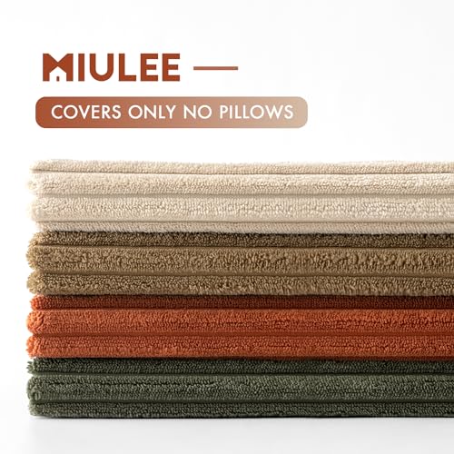Fall Corduroy Decorative Throw Pillow Covers Rust (18" x 18" (Pack of 4) / Rust-olive Green)
