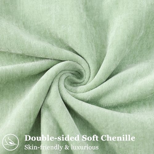 Chenille Sage Green Velvet Throw Pillow Covers 16x16 Set of 2 (Sage Green / 16" x 16" (Pack of 2))