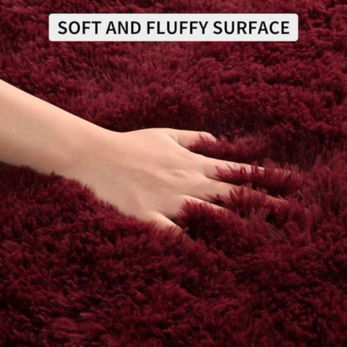 9x12 Fluffy Burgundy Area Rugs for Living Room Bedroom (Burgundy Red / 9' X 12' (Rectangular))