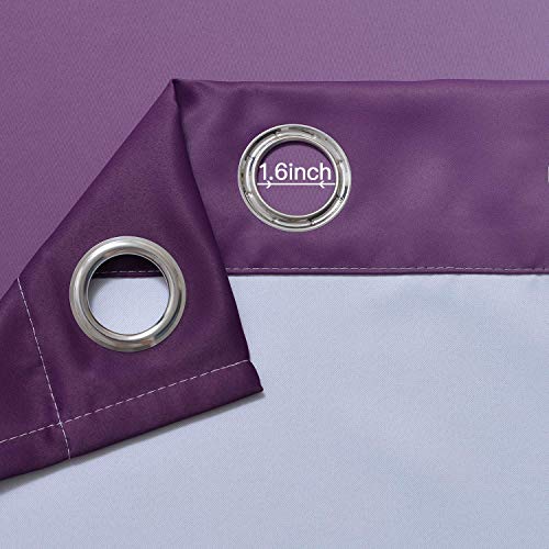 Ombre Curtains Purple and Greyish White for Living Room (62"W x 84"L (Pack of 2) / Purple)